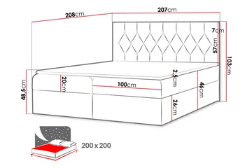 Jitendera Sängpaket Kontinentalsäng 200x200 cm med Förvaring - Blå - Products - Möbler - Säng - Komplett sängpaket