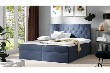 Jitendera Sängpaket Kontinentalsäng 200x200 cm med Förvaring - Blå - Products - Möbler - Säng - Komplett sängpaket