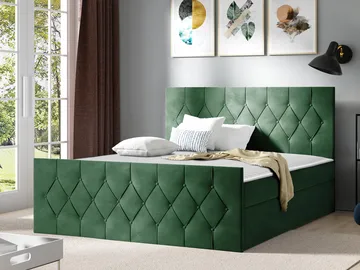 Jitendra Sängpaket Kontinentalsäng 200x200 cm med Förvaring - Grön - Products - Möbler - Säng - Komplett sängpaket