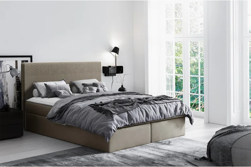 Laargard Kontinentalsäng medFörvaring 200x200 - Beige - Products - Möbler - Säng - Säng med förvaring