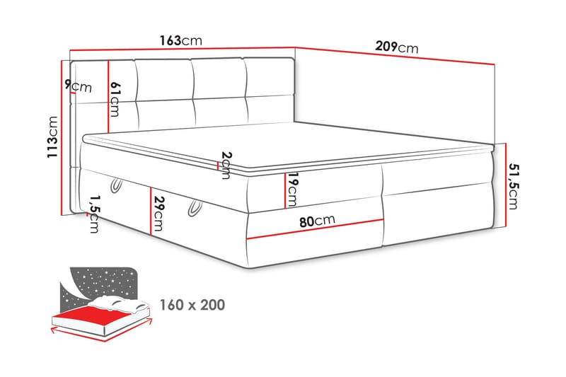 Leckersbo Komplett Sängpaket Kontinentalsäng med förvaring 160x200 cm - Vit - Products - Möbler - Säng - Komplett sängpaket