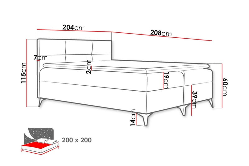 Leckersbo Komplett Sängpaket Kontinentalsäng med förvaring 200x200 cm - Röd - Products - Möbler - Säng - Komplett sängpaket