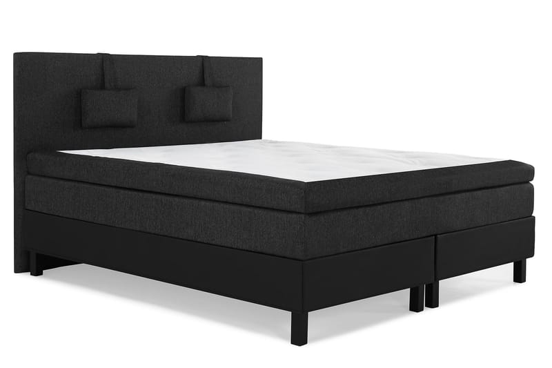 Lucky Komplett Sängpaket 160x200 Latex Slät - Nackkudde Liten Svart/Grå/PU - Products - Möbler - Säng - Kontinentalsäng
