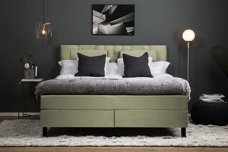 Lucky Komplett Sängpaket 160x200 Memory Diamant Sänggavel - Nackkudde Stor Grön - Products - Möbler - Säng - Kontinentalsäng