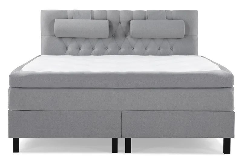 Lucky Komplett Sängpaket 160x200 Polyeter Diamant Sänggavel, Nackkudde Stor Mellangrå