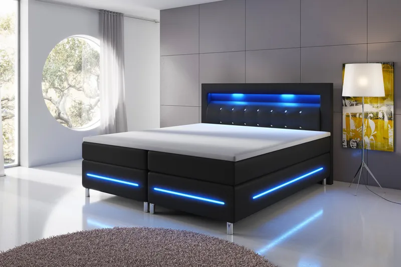 Modena Lyx Sängpaket 140x200 LED-belysning - Svart - Products - Möbler - Säng - Kontinentalsäng