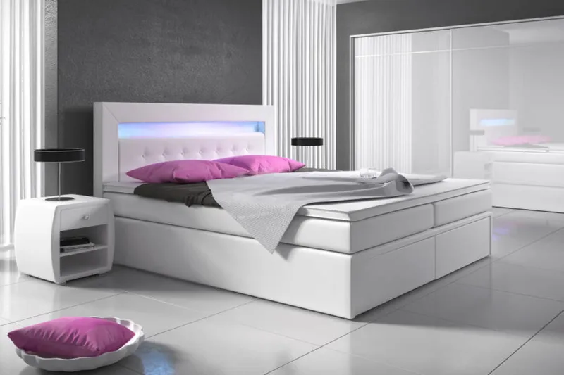 Modena Sängpaket 140x200 medFörvaring LED-belysning - Vit - Products - Möbler - Säng - Säng med förvaring