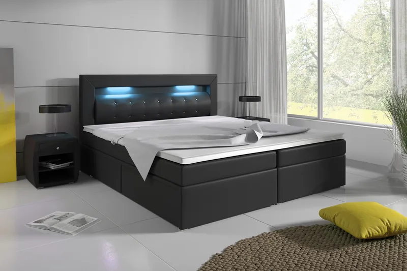 Modena Sängpaket 180x200 medFörvaring LED-belysning - Svart - Products - Möbler - Säng - Säng med förvaring