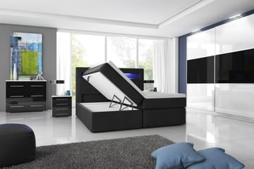 Modena Sängpaket 180x200 medFörvaring LED-belysning - Svart - Products - Möbler - Säng - Säng med förvaring
