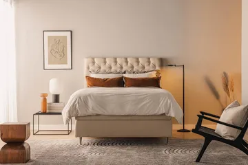 Oslo Lyx Sängpaket Boucle 140x200 Djuphäftad gavel - Beige - Products - Möbler - Säng - Kontinentalsäng