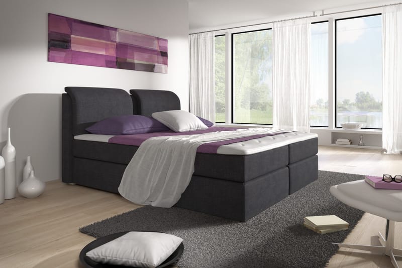 Owen Komplett Box Bed 160x200 Svart - Svart - Products - Möbler - Säng - Komplett sängpaket