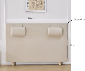 Sänggavel med nackkuddar 160 x 125 cm - Beige - Beige - Products - Möbler - Säng - Sängtillbehör & sänggavel - Sänggavel