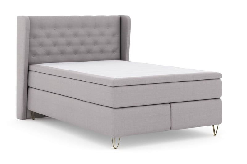 Select No 4 Komplett Sängpaket 140x200 Medium - Ljusgrå/Metall V-form - Products - Möbler - Säng - Kontinentalsäng