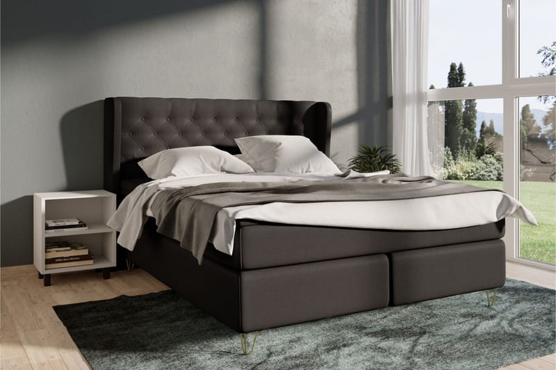 Select No 4 Komplett Sängpaket 180x200 Fast - Mörkgrå/Guld - Products - Möbler - Säng - Kontinentalsäng