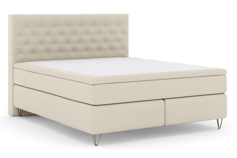 Select No 6 Kontinentalsäng 210x210 Fast/Medium Watergel - Beige/Metall V-Form - Products - Möbler - Säng - Kontinentalsäng