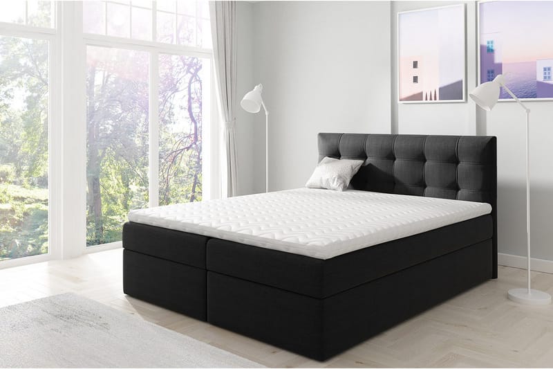 Skaftå Kontinentalsäng 160x200 cm - Svart/Vit - Products - Möbler - Säng - Säng med förvaring