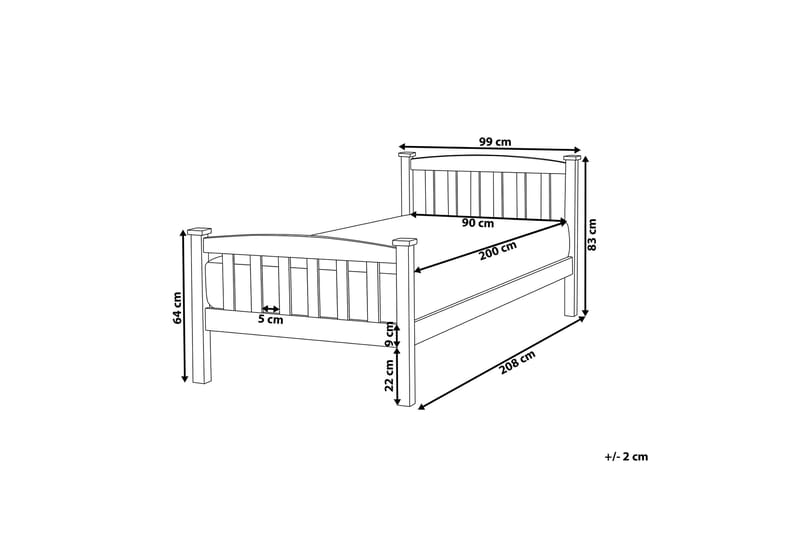 Traycee Säng Trä 90x200 cm - Vit - Products - Möbler - Säng - Sängram & sängstomme