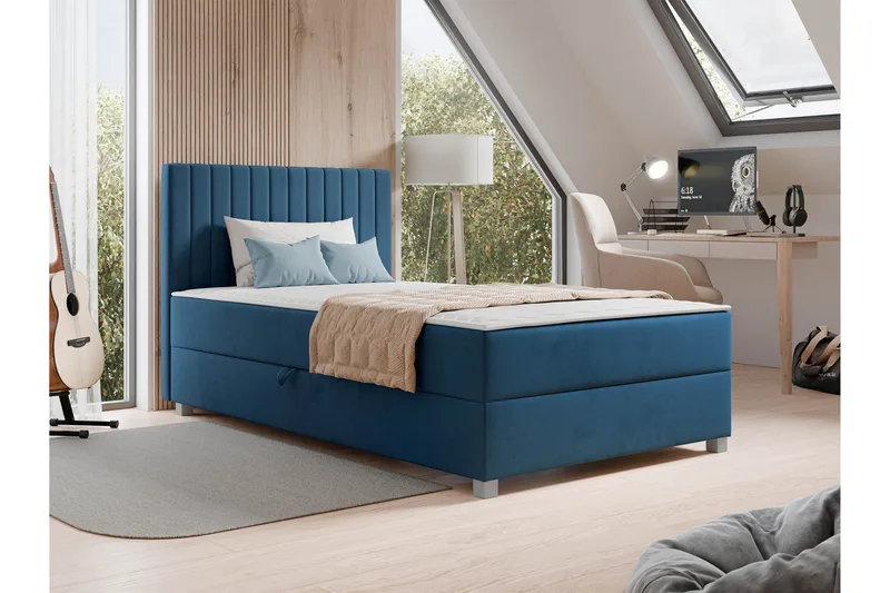 Veyran Sängpaket Kontinentalsäng med Förvaring 120x200 cm - Blå - Products - Möbler - Säng - Komplett sängpaket