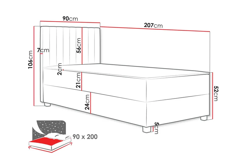 Veyran Sängpaket Kontinentalsäng med Förvaring 90x200 cm - Blå - Products - Möbler - Säng - Komplett sängpaket
