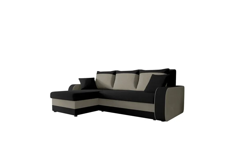 Alvared 3-sits Hörnbäddsoffa Universal, Svart/Grå