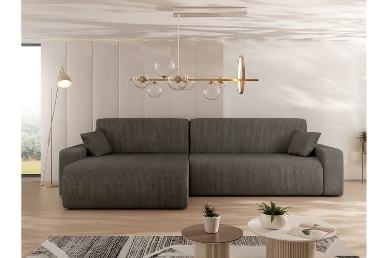 Barile Bäddsoffa med Divan 3-sits i Plysch - Grå - Products - Möbler - Soffa - Bäddsoffa - Bäddsoffa divan