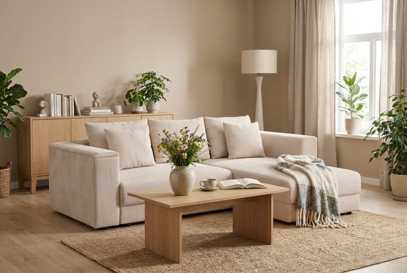 Bergen Extra djup 3-sits Bäddsoffa med Divan och Bäddmadrass i Memoryskum och Tvättbar klädsel - Beige - Products - Möbler - Soffa - Bäddsoffa - Bäddsoffa divan