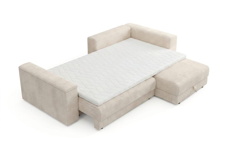 Bergen Extra djup 3-sits Bäddsoffa med Divan och Bäddmadrass i Memoryskum och Tvättbar klädsel - Beige - Products - Möbler - Soffa - Bäddsoffa - Bäddsoffa divan
