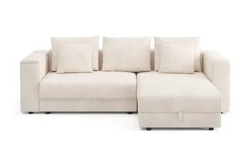 Bergen Extra djup 3-sits Bäddsoffa med Divan och Bäddmadrass i Polyesterskum Vändbar Sommar- & Vintersida och Tvättbar klädsel, Beige