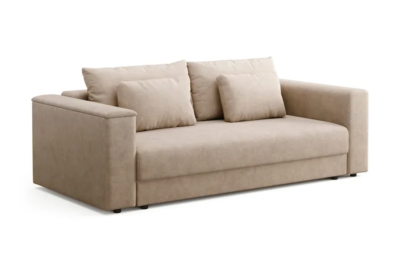 Bergen Extra Djup Framåtbäddad 3-sits Bäddsoffa med förvaring - Beige - Products - Möbler - Soffa - Bäddsoffa - 3 sits bäddsoffa