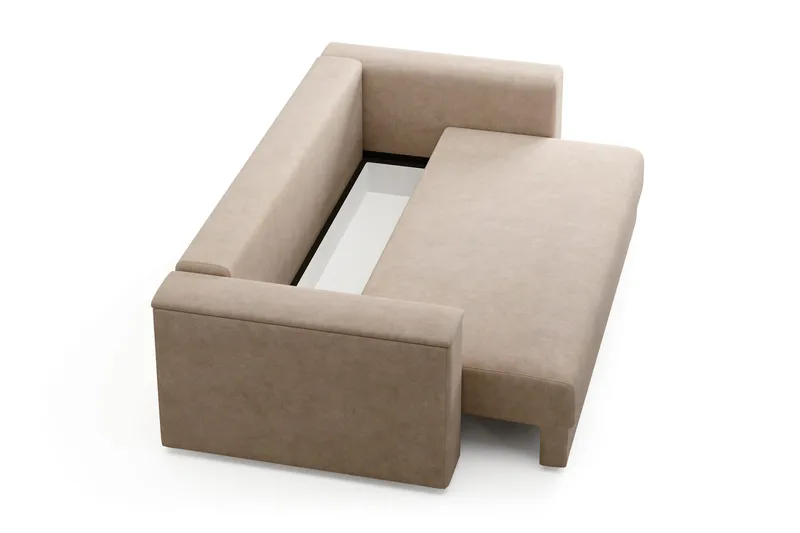 Bergen Extra Djup Framåtbäddad 3-sits Bäddsoffa med förvaring - Beige - Products - Möbler - Soffa - Bäddsoffa - 3 sits bäddsoffa