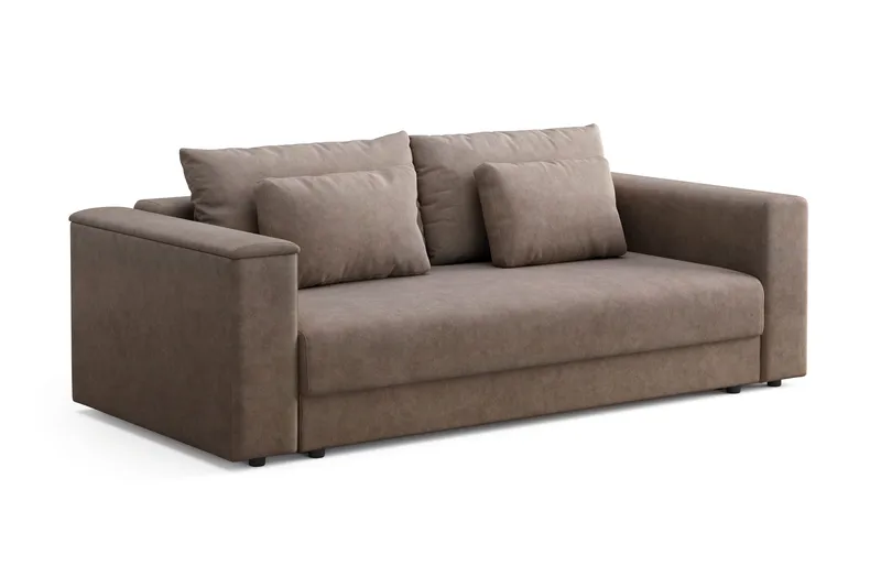 Bergen Extra Djup Framåtbäddad 3-sits Bäddsoffa med förvaring - Brun - Products - Möbler - Soffa - Bäddsoffa - 3 sits bäddsoffa