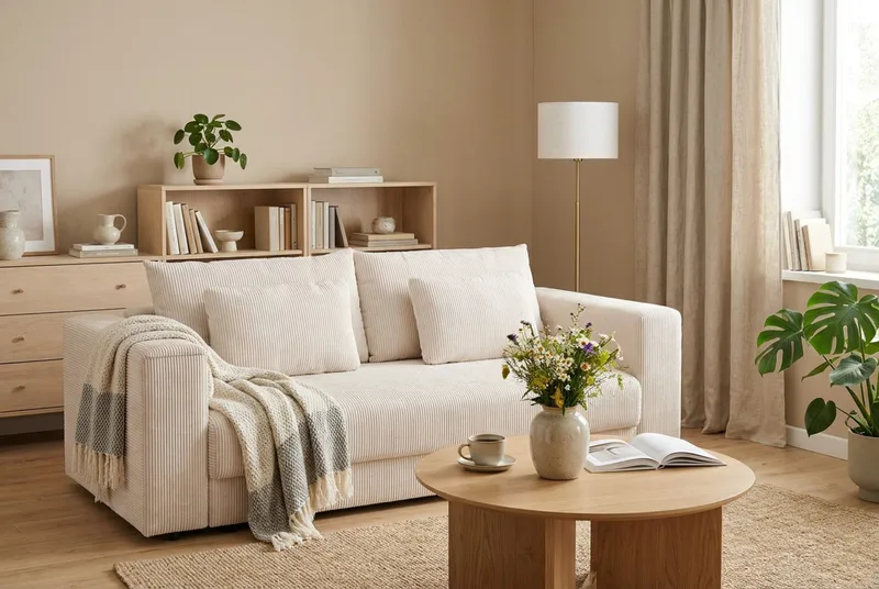 Bergen Extra Djup Framåtbäddad 3-sits Bäddsoffa med förvaring i manchester - Beige - Products - Möbler - Soffa - Bäddsoffa - 3 sits bäddsoffa