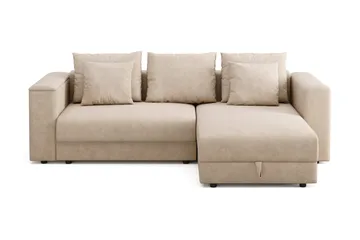 Bergen Extra Djup Framåtbäddad 3-sits Bäddsoffa med vändbar divan och förvaring, Beige