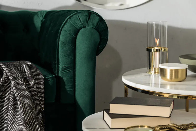 Chesterfield Lyx 3-sits Framåtbäddad bäddsoffa i sammet - Mörkgrön / Grön - Products - Möbler - Soffa - Bäddsoffa - 3 sits bäddsoffa