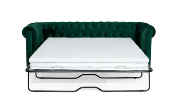 Chesterfield Lyx 3-sits Framåtbäddad Bäddsoffa med HVILA Bäddmadrass 140x200 cm Memoryskum med Tvättbar klädsel - Grön/Vit - Products - Möbler - Soffa - Bäddsoffa - 3 sits bäddsoffa