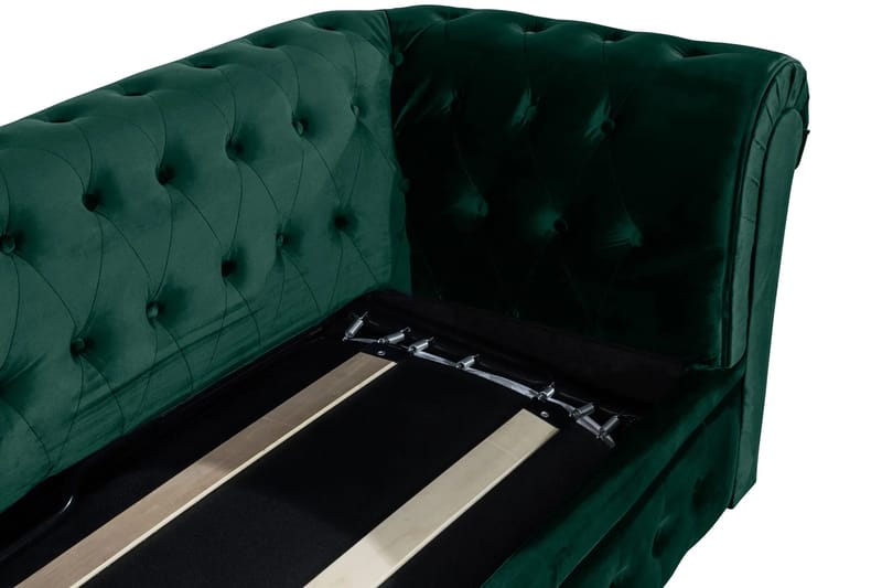 Chesterfield Lyx 3-sits Framåtbäddad Bäddsoffa med HVILA Bäddmadrass 140x200 cm Memoryskum med Tvättbar klädsel - Grön/Vit - Products - Möbler - Soffa - Bäddsoffa - 3 sits bäddsoffa