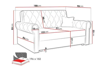 Denegal 2-sits liten bäddsoffa i Plysch - Grå - Products - Möbler - Soffa - Bäddsoffa - 2 sits bäddsoffa