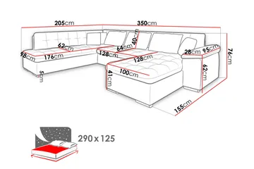Dynir 3-sits Bäddsoffa Vänster - Products - Möbler - Soffa - Bäddsoffa - Bäddsoffa divan