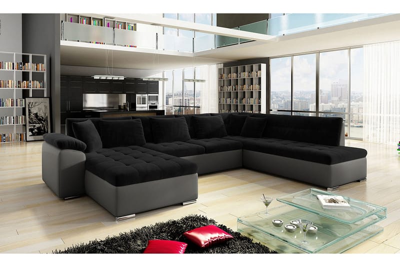 Dynir 4-sits Bäddsoffa - Svart/Grå - Products - Möbler - Soffa - Bäddsoffa - Bäddsoffa längsbäddad