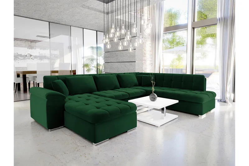 Dynir Bäddsoffa m. Divan och Schäslong 4-sits, Grön