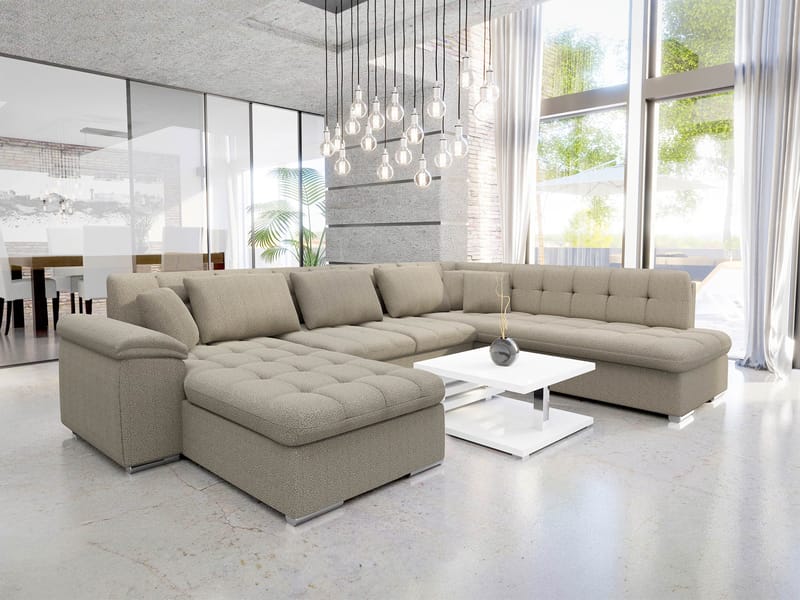 Dynir Bäddsoffa med Divan och Schäslong 5-sits - Beige - Products - Möbler - Soffa - Bäddsoffa - Bäddsoffa divan