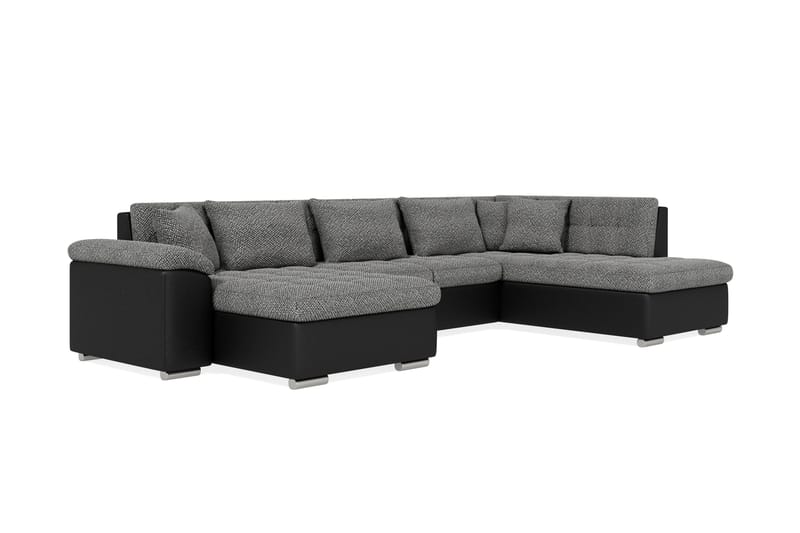 Dynir Stor Hörnbäddsoffa Divan med Förvaring Vänster - Grå / Svart - Products - Möbler - Soffa - Bäddsoffa - Bäddsoffa längsbäddad