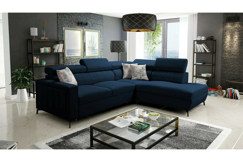 Galbally 3-sits Hörnbäddsoffa Dark blue - Products - Möbler - Soffa - Bäddsoffa - Hörnbäddsoffa