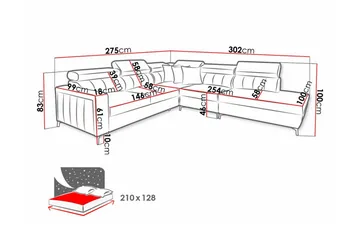 Galbally 4-sits Hörnbäddsoffa beige - Products - Möbler - Soffa - Bäddsoffa - Hörnbäddsoffa