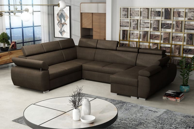 Halliday Hörnsoffa Höger - Brun/Grå - Products - Möbler - Soffa - Bäddsoffa - Hörnbäddsoffa