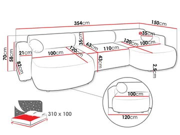 Hanish Bäddsoffa Dubbeldivan 5-sits - Grå - Products - Möbler - Soffa - Bäddsoffa - U bäddsoffa