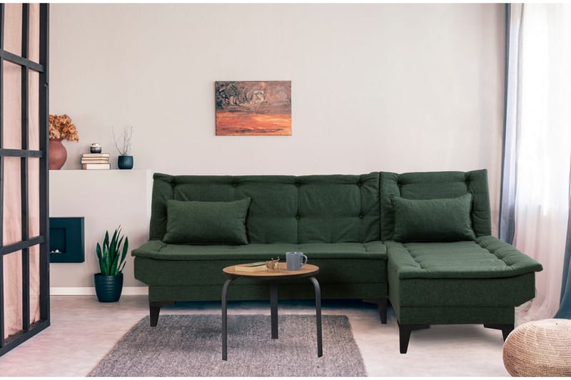 Hunterville Bäddsoffa m. Divan 4-sits - Grön - Products - Möbler - Soffa - Bäddsoffa - Bäddsoffa divan