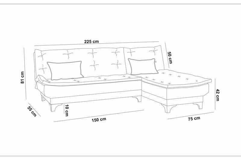 Hunterville Bäddsoffa m. Divan 4-sits - Grön - Products - Möbler - Soffa - Bäddsoffa - Bäddsoffa divan