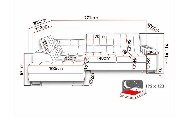 Kintore 3-sits Hörnbäddsoffa Light grey/Dark grey - Products - Möbler - Soffa - Bäddsoffa - Hörnbäddsoffa
