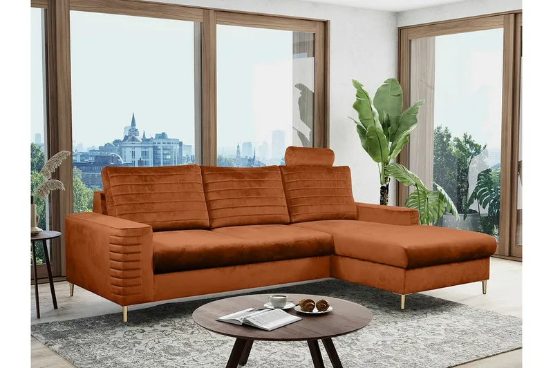 Kintore 3-sits Hörnbäddsoffa Orange - Products - Möbler - Soffa - Bäddsoffa - Hörnbäddsoffa